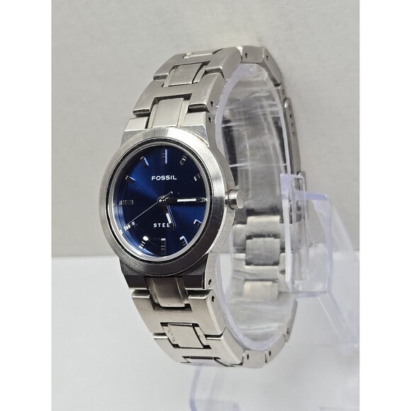 Fossil Steel FS2703 Womens Blue Dial Stainless Quartz Watch New Battery 50M WR main image 10